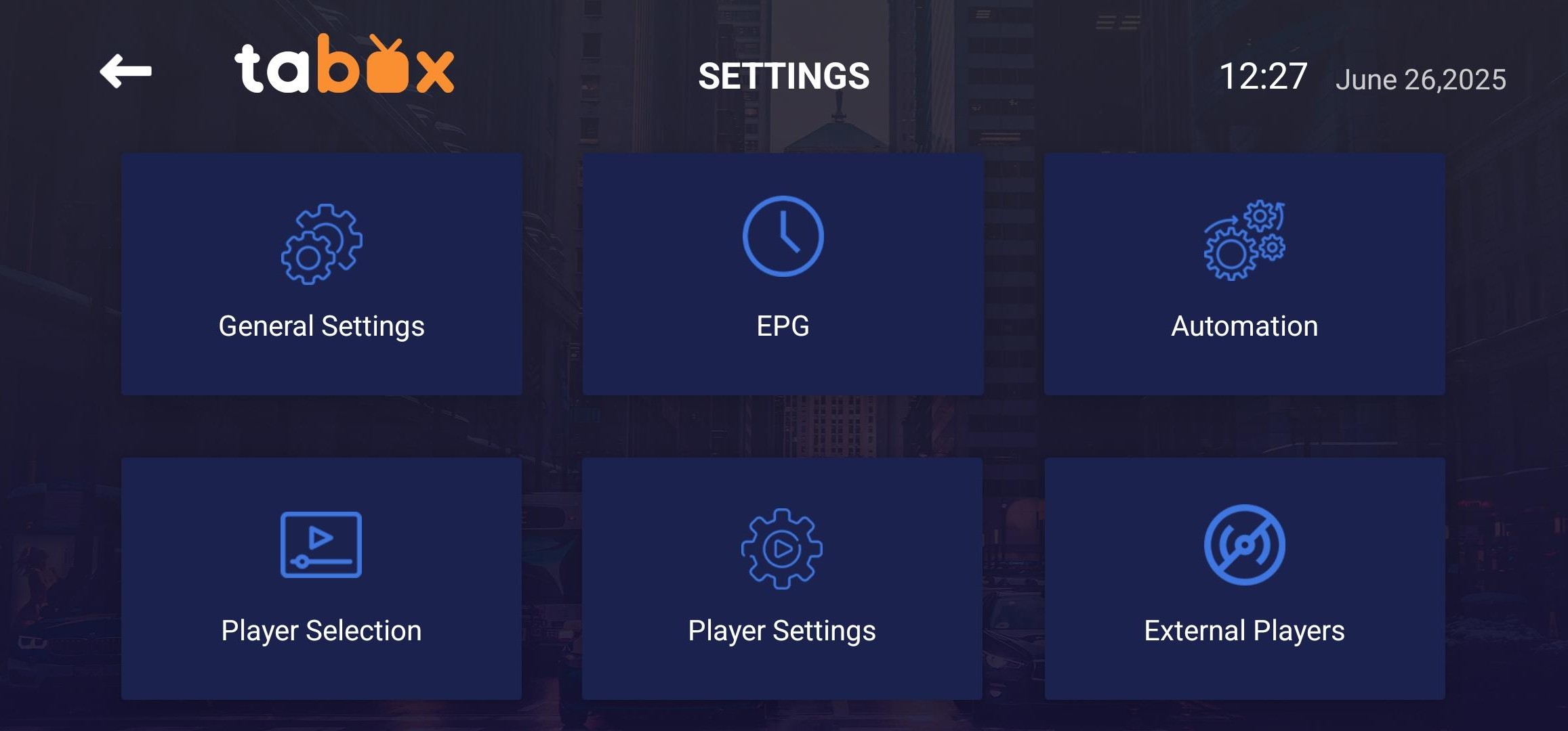 TABOX Settings Screenshot